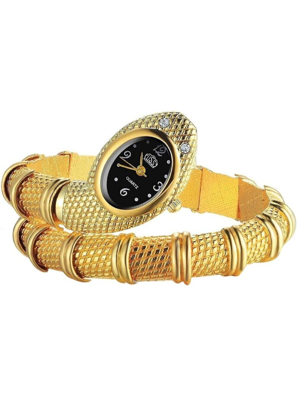 Women's Gold Armband Quartz Hip Hop Wrap Cuff Bracelet Snake Bangle Wrist Watch